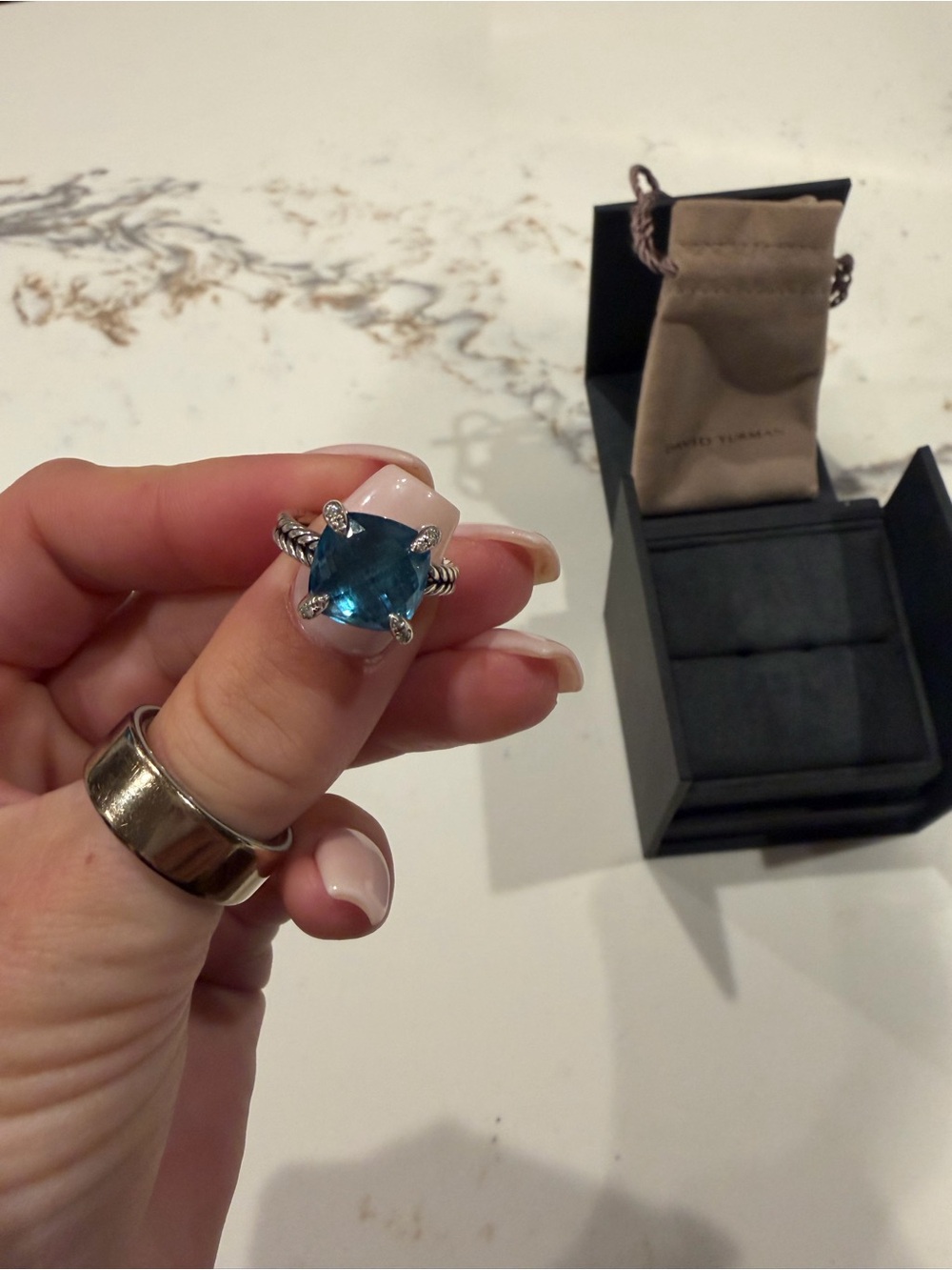 David Yurman blue topaz ring